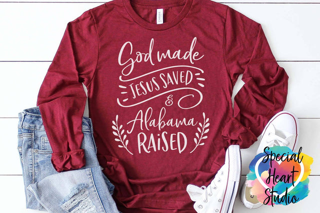 God Made Jesus Saved and Alabama Raised SVG Special Heart Studio 