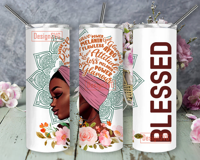 God Says I Am 20 oz Skinny Tumbler Design, Black Woman Blessed Png, African American, Black Girl Magic Digital File Sublimation Sublimation DesignSVG 