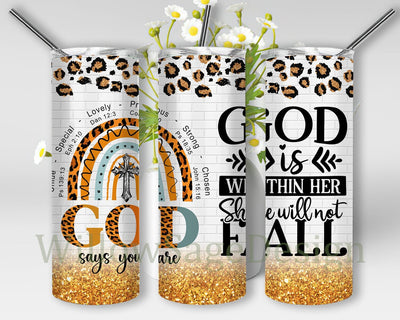 God Says You Are 20oz Skinny Tumbler Png, Rainbow Leopard Tumbler, Gold Glitter, Faith Cross Tumbler Png, Christian Tumbler Gift,Digital Download Sublimation WillowSageDesign 