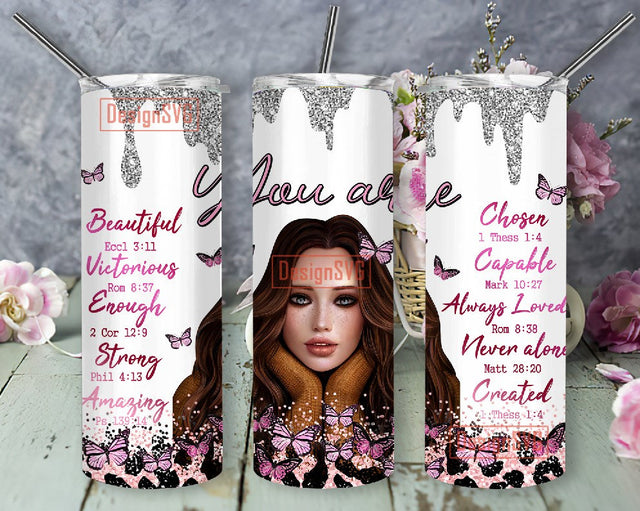 God Says You Are 20oz Tumbler png, White women 20 oz Skinny Tumbler Design, White girl png, White girl you are beautiful png, you are strong, you are enough digital download Sublimation DesignSVG 