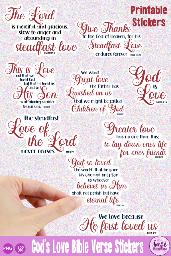God's Love Bible Verse Printable Stickers - So Fontsy