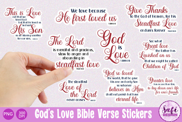 God's Love Bible Verse Printable Stickers SVG Safi Design 