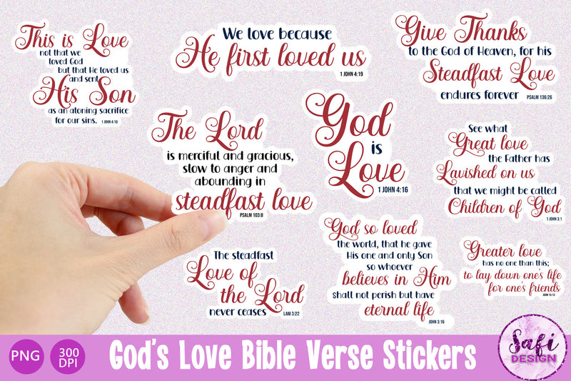 God's Love Bible Verse Printable Stickers SVG Safi Design 