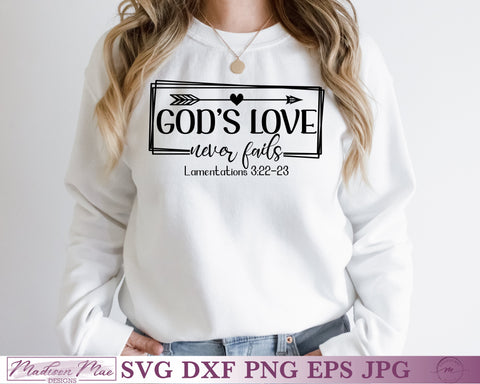 God's Love Never Fails, Christian Bible Verse SVG SVG Madison Mae Designs 
