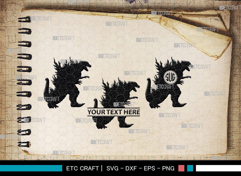Godzilla Monogram, Godzilla Silhouette, Godzilla SVG, Rodan Godzilla ...
