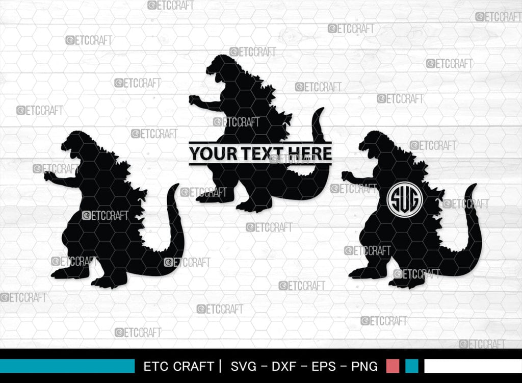 Godzilla Monogram, Godzilla Silhouette, Godzilla SVG, Rodan Godzilla ...