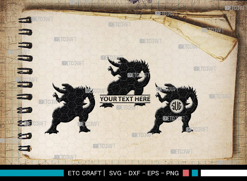 Godzilla Monogram, Godzilla Silhouette, Godzilla SVG, Rodan Godzilla ...