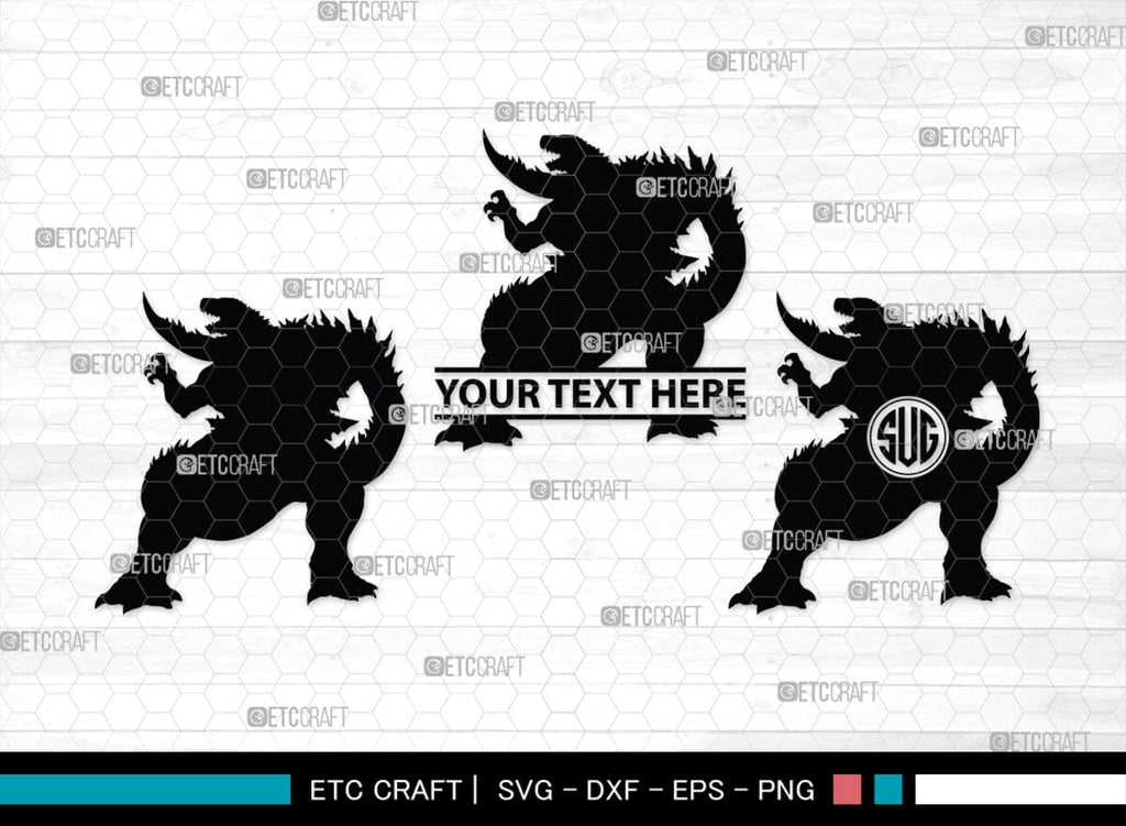 Godzilla Monogram, Godzilla Silhouette, Godzilla SVG, Rodan Godzilla ...