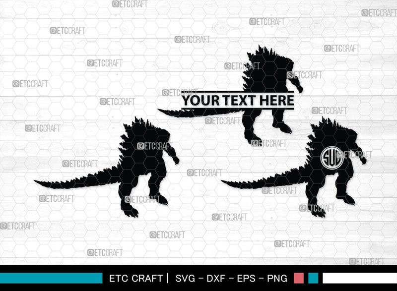 Godzilla Monogram, Godzilla Silhouette, Godzilla SVG, Rodan Godzilla ...