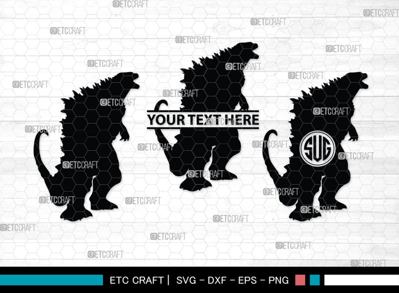 Godzilla Monogram, Godzilla Silhouette, Godzilla SVG, Rodan Godzilla ...