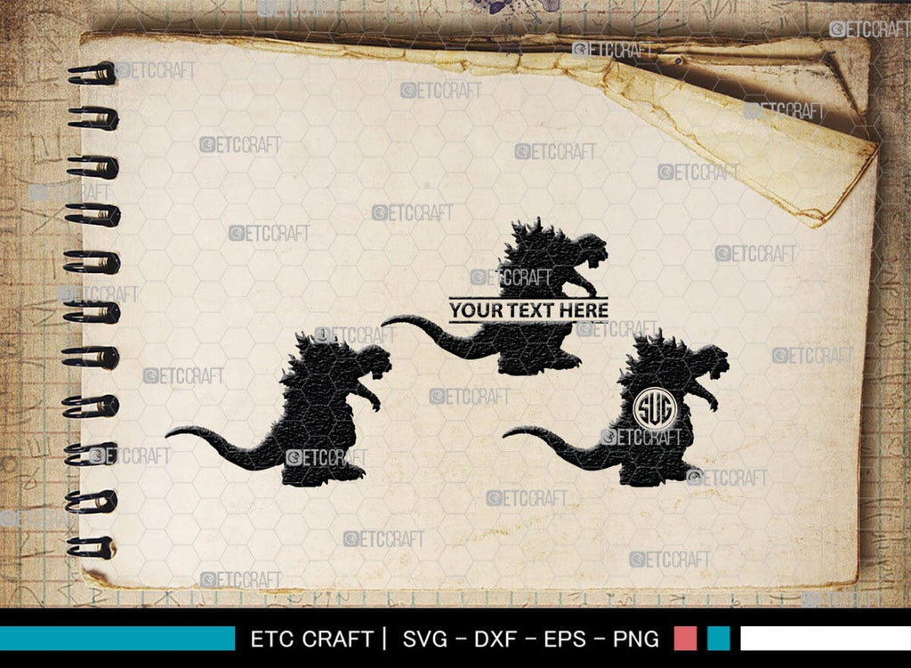 Godzilla Monogram, Godzilla Silhouette, Godzilla SVG, Rodan Godzilla ...