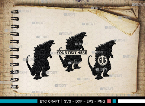 Godzilla Monogram, Godzilla Silhouette, Godzilla SVG, Rodan Godzilla ...