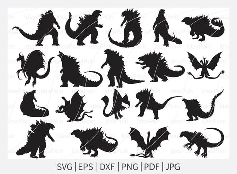 Godzilla svg, Godzilla Silhouette, Godzilla Monster Svg, Godzilla Clip ...