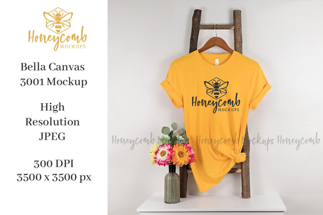 Gold 3001 Mockup, Hanging Ladder Mockup, Women's T-Shirt Mockup Mock Up Photo Honeycomb Mockups 