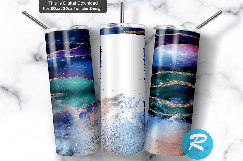 Gold Agate Milky Way 20 oz / 30 oz Tumbler PNG Sublimation Regulrcrative 