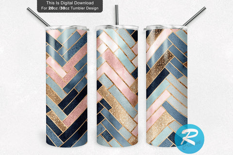 Gold and Navy Seamless herringbone 20 oz / 30 oz Tumbler PNG Sublimation Regulrcrative 