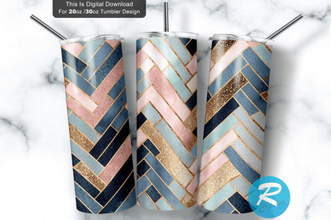 Gold and Navy Seamless herringbone 20 oz / 30 oz Tumbler PNG Sublimation Regulrcrative 