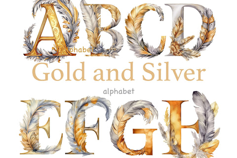 Gold and Silver Alphabet Clipart | Celebration Letters SVG GlamArtZhanna 