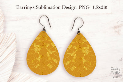 Gold Christmas cone teardrop earrings sublimation design Sublimation LuckyTurtleArt 