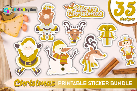 Gold Christmas Sticker Bundle / Printable PNG Clipart SVG Artinrhythm shop 