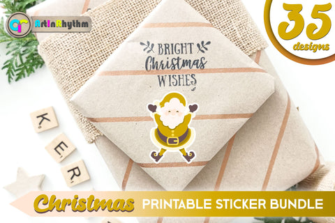 Gold Christmas Sticker Bundle / Printable PNG Clipart SVG Artinrhythm shop 