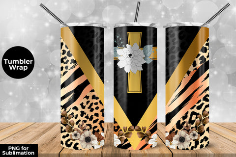 Gold Cross Peace 20 oz Skinny Tumbler Wrap Sublimation Design Sublimation Sublimatiz Designs 
