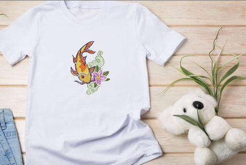 Gold fish embroidery design, Koi Fish Machine Embroidery, 6 sizes, instant download. Embroidery/Applique DESIGNS ArtEMByNatalia 