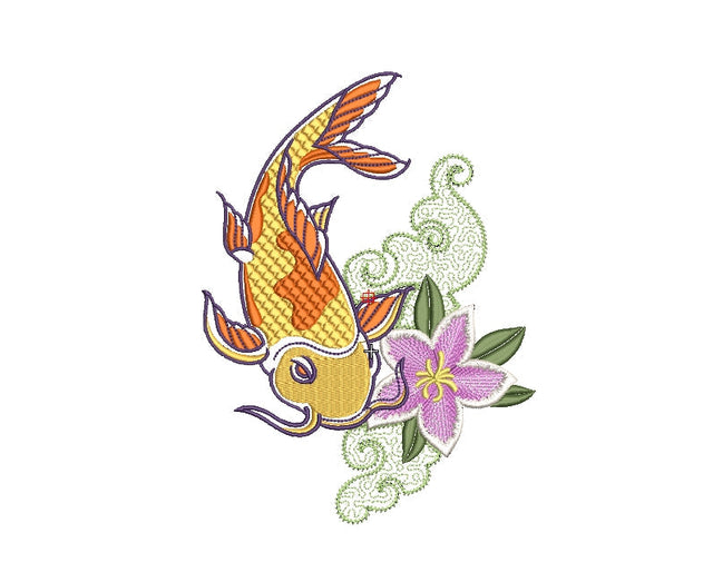 Gold fish embroidery design, Koi Fish Machine Embroidery, 6 sizes, instant download. Embroidery/Applique DESIGNS ArtEMByNatalia 