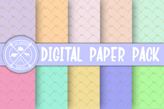 Gold Foil Digital Paper Pack|Scrapbooking Papers Sublimation Last Frontier Design Co. 