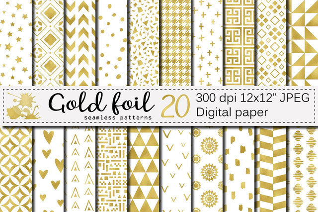 Gold foil seamless geometric patterns Digital Pattern VR Digital Design 