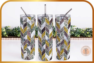Gold Geometric Tangram Skinny Tumbler PNG Sublimation Sublimation OrangeBrushStudio 
