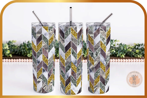 Gold Geometric Tangram Skinny Tumbler PNG Sublimation Sublimation OrangeBrushStudio 