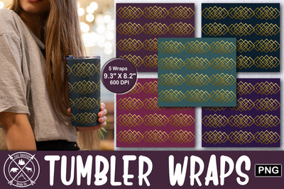 Gold Geometric Tumbler Wrap Sublimation Bundle Sublimation Last Frontier Design Co. 