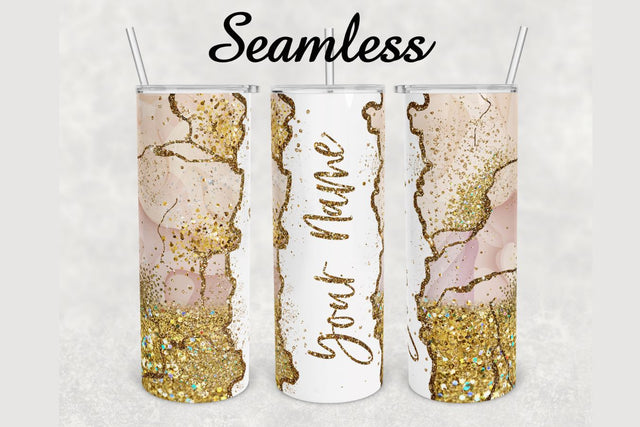 Gold Glitter Agate Alcohol Ink Tumbler sublimation design 20 oz skinny tumbler wrap Sublimation BambinaCreations 