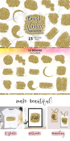 Gold Glitter Background Png Brush Strokes Sublimation Bundle brush stroke background, brush strokes sublimation, sublimation background bundle, gold brush stroke png, paint brush stroke png, Paint Splatter Background, gold glitter background Sublimation KatineDesign 