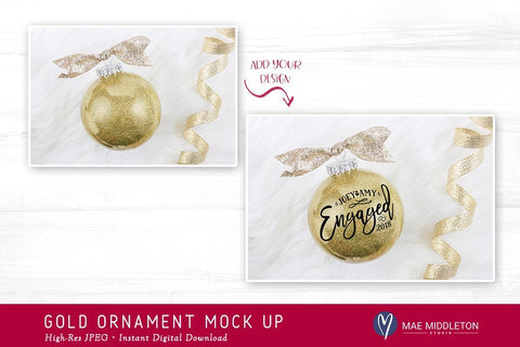 Gold Glitter Ball / Ornament - Christmas / Holiday mockup Mock Up Photo Mae Middleton Studio 