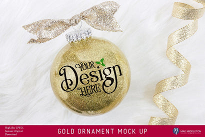 Gold Glitter Ball / Ornament - Christmas / Holiday mockup Mock Up Photo Mae Middleton Studio 