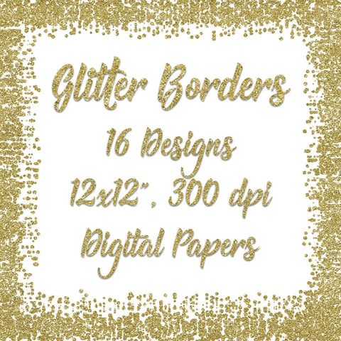 Gold Glitter Borders Digital Paper Sublimation Old Market 