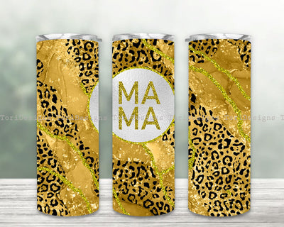 Gold Glitter Leopard MAMA Tumbler Wrap, Mama Sublimation Design, Mama 20 oz Skinny Tumbler Sublimation ToriDesigns 