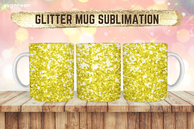 Gold Glitter Mug Design | PNG Bundle | Mug Wrap Sublimation SvgOcean 