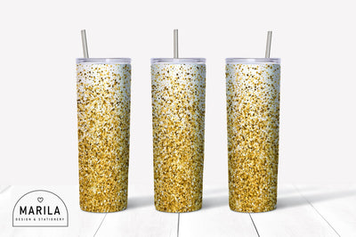 Gold Glitter Skinny Tumbler Sublimation #1 Sublimation Marilakits 