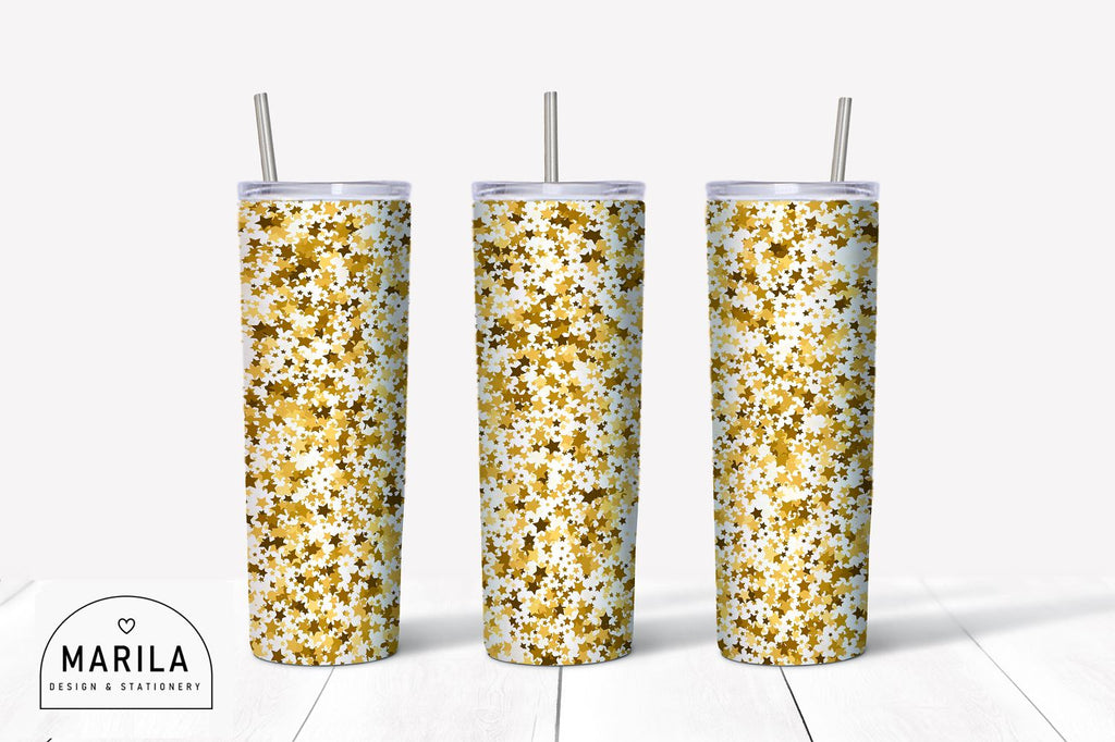 20oz Sea Gold Glitter Skinny Tumbler Graphic by 2SUNS · Creative Fabrica