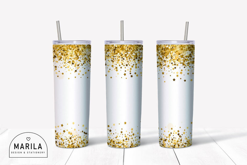 Gold Glitter Skinny Tumbler Sublimation #4 Sublimation Marilakits 