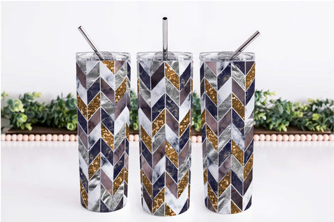 Gold Glitter Skinny Tumbler Wrap 20 Oz Herringbone Sublimation Design Sublimation OrangeBrushStudio 