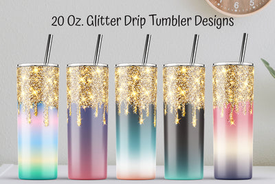 Gold Glitter Tumbler Design. 20 Oz Skinny Tumbler Sublimation Fade Sublimation Kseniia designer 