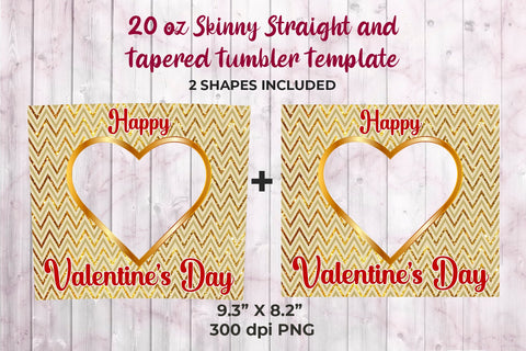 Gold Heart Frame Valentines Day Tumbler Sublimation Template Sublimation Sublimatiz Designs 
