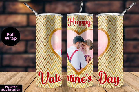 Gold Heart Frame Valentines Day Tumbler Sublimation Template Sublimation Sublimatiz Designs 
