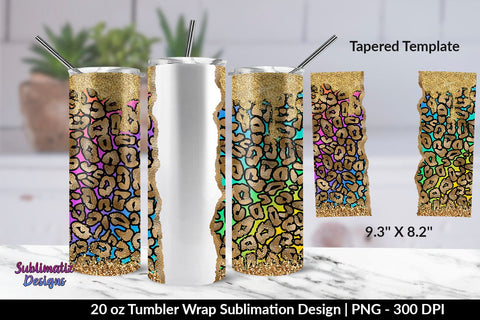 Gold Leopard Colorful 20oz Skinny Tumbler Wrap Sublimation Sublimatiz Designs 