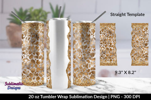 Gold Leopard Marble 20oz Skinny Tumbler Wrap Sublimation Design Sublimation Sublimatiz Designs 