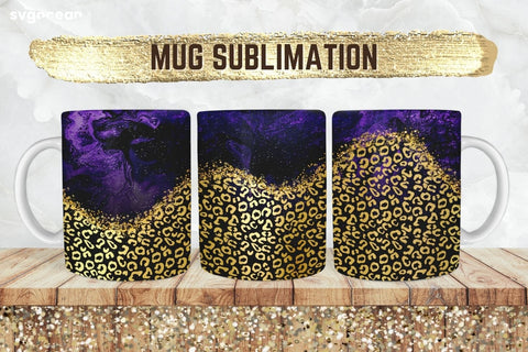 Gold Leopard Mug Sublimation | PNG Bundle | Mug Wrap Sublimation SvgOcean 